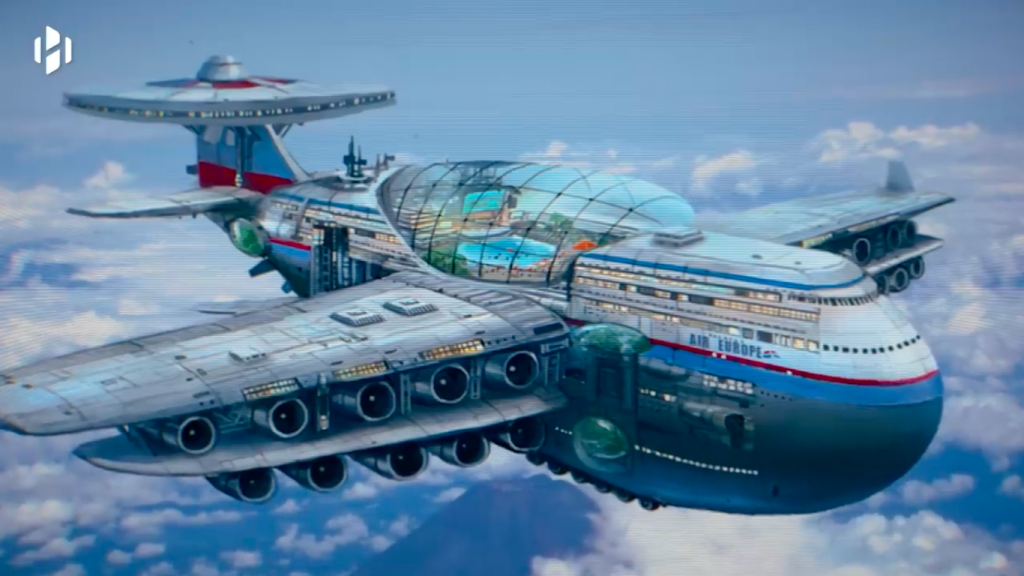 Obří „létající hotel“ na jaderný pohon s posilovnou a bazénem pro přepravu 5 000 cestujících 3
